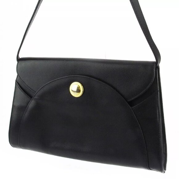 LANVIN shoulder bag logo plate leather Authentic used L3368